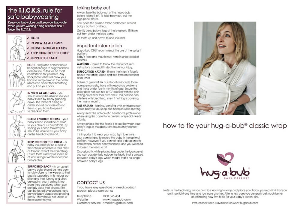 Hug A Bub Instructions Baby Carriers Australia